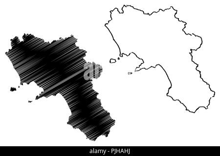 Campania (regione autonoma dell'Italia) mappa illustrazione vettoriale, scribble sketch Mappa Campania Illustrazione Vettoriale