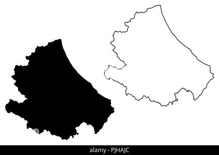 Abruzzo (regione dell'Italia) mappa illustrazione vettoriale, scribble schizzo Abruzzo mappa Illustrazione Vettoriale