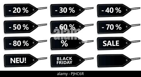 Set di etichette nere per la vendita illustrazione vettoriale EPS10 Illustrazione Vettoriale