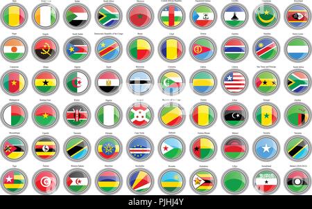 Set di icone. Bandiere di paesi africani. Vettore. Illustrazione Vettoriale