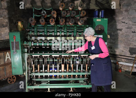 Verdant Works, un mulino restaurato che mostra le fasi di locale 19th del XX secolo la produzione di iuta, una grande industria a Dundee, su Tayside, Scotland, Regno Unito Foto Stock