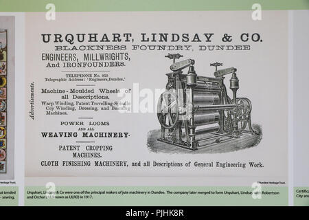 Verdant Works, un mulino restaurato che mostra le fasi di locale 19th del XX secolo la produzione di iuta, una grande industria a Dundee, su Tayside, Scotland, Regno Unito Foto Stock