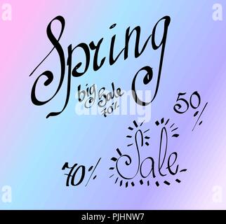 Disegnata a mano scritte. La molla vendita isolata. Illustrazione Vettoriale. Lettering background di design. Illustrazione Vettoriale