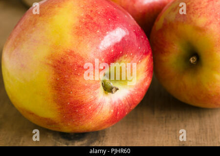 Jazz mele o cultivar Malus domestica Scifresh un ibrido di Royal Gala e Braeburn sviluppato in Nuova Zelanda Foto Stock