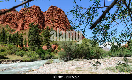 Vista estiva della valle Jyrgalan in Kirghizistan Foto Stock