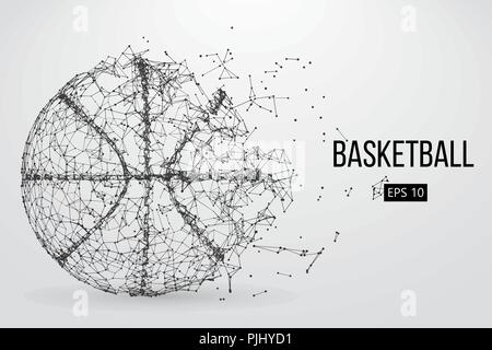 Silhouette di una palla da basket. Punti, linee, triangoli, testo, il colore e gli effetti di sfondo su un strati separati, il colore può essere cambiato in un solo clic. V Illustrazione Vettoriale