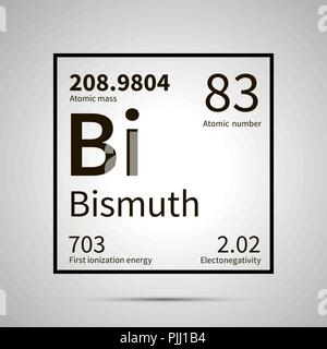 Berkelio elemento chimico con la prima energia di ionizzazione, massa atomica e i valori di elettronegatività ,icona nera con ombra Illustrazione Vettoriale