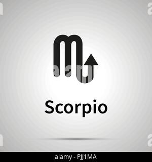Scorpione segno astronomico, semplice icona nera con ombra Illustrazione Vettoriale