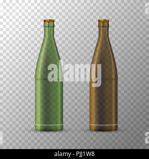 Marrone e verde bottiglie di birra template Illustrazione Vettoriale