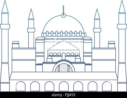 Linea degradate medieval Taj Mahal in india architettura Illustrazione Vettoriale