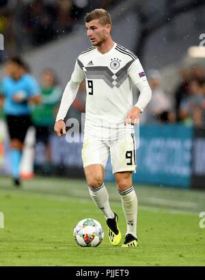 Monaco di Baviera, Deutschland. 06 Sep, 2018. firo: 06.09.2018 football, calcio, squadra nazionale, Germania, UEFA, nazioni League, DIVISIONE UN, lega a, GER, Germania - Francoforte, Francia Timo Werner, Germania, GER, figura intera, azione unica, squadra nazionale, nati, DFB | Utilizzo di credito in tutto il mondo: dpa/Alamy Live News Foto Stock