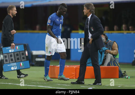 Bologna, Italia. Il 7 settembre 2018. MARIO BALOTELLI durante il match UEFA Nazioni League , il gruppo 3, la partita di calcio tra Italia V in Polonia dall'ARA STADIUM DI BOLOGNA. Credito: marco iacobucci/Alamy Live News Foto Stock