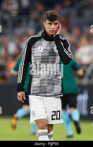 Monaco di Baviera, Deutschland. 06 Sep, 2018. Kai HAVERTZ (GER). Soccer Laenderspiel, Germania (GER) - Francia (FRA) 0: 0, UEFA League, stagione 2018/2019, su 06/09/2018 in Muenchen/ALLIANZARENA/Germania. Nota editoriale: DFB regolamenti vietano qualsiasi uso di fotografie come sequenze di immagini e/o quasi-video. € | Utilizzo di credito in tutto il mondo: dpa/Alamy Live News Foto Stock