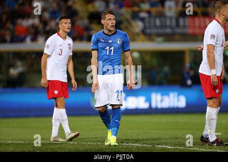 Bologna, Italia . Il 7 settembre 2018. Andrea Belotti dell Italia in azione durante le Nazioni League match tra Italia e Polonia. Credito: Marco Canoniero/Alamy Live News Foto Stock