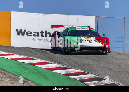 Salinas, California, USA. 7 Sep, 2018. Lo spirito della gara la Ferrari 488 GT3, vettura pratica per l'America il pneumatico 250 a WeatherTech Raceway Laguna Seca in Salinas, California. Credito: Walter G Arce Sr Asp Inc/ASP/ZUMA filo/Alamy Live News Foto Stock