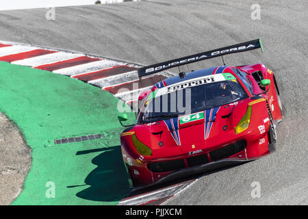 Salinas, California, USA. 7 Sep, 2018. La corsa della Scuderia Ferrari 458 Italia auto pratica per l'America il pneumatico 250 a WeatherTech Raceway Laguna Seca in Salinas, California. Credito: Walter G Arce Sr Asp Inc/ASP/ZUMA filo/Alamy Live News Foto Stock