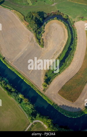 Meandro abbandonato della Lippe, metà cuore, Lippe maeander, Lippe prati, siepi, riserva naturale, Waltrop, la zona della Ruhr, Nord Reno-Westfalia, Germania Foto Stock