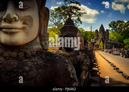 Asia, Cambogia Angkor Wat, South Gate, Angkor Thom Foto Stock