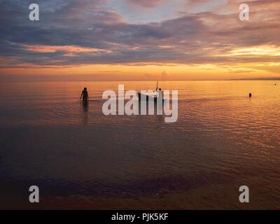 Golden ora a Kande Beach, il Lago Malawi,Malawi Foto Stock