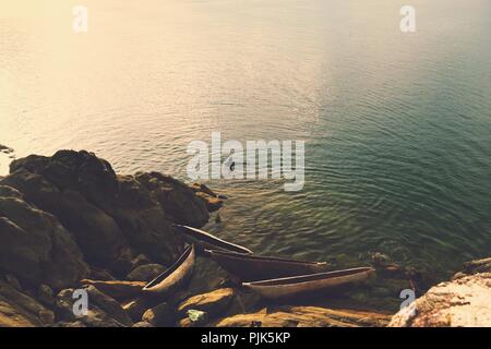 Golden ora a Kande Beach, il Lago Malawi,Malawi Foto Stock