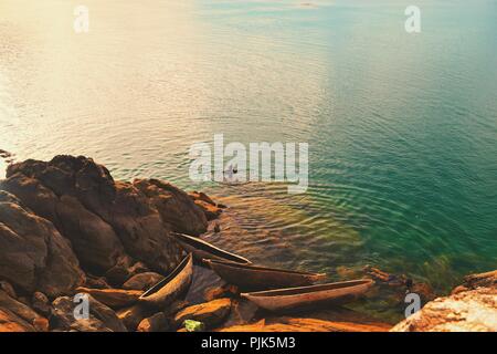 Golden ora a Kande Beach, il Lago Malawi,Malawi Foto Stock