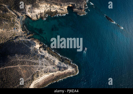 Costa Occidentale di Tenerife, baie, isola vulcanica, vista aerea, Isole Canarie, Spagna Foto Stock