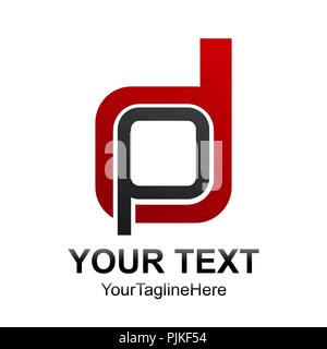 Lettera iniziale DP o PD logo design elemento di modello di colore grigio rosso per il business e l'identità aziendale Illustrazione Vettoriale
