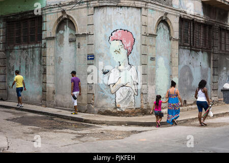 Cuba, La Habana, Centro distretto, scene di strada, Arte di strada Foto Stock