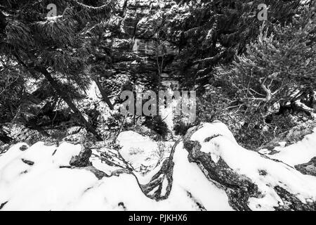 In Germania, in Sassonia, Superiore Lusazia, Zittau montagne, Jonsdorf, cave di macina il caos nella gola Foto Stock