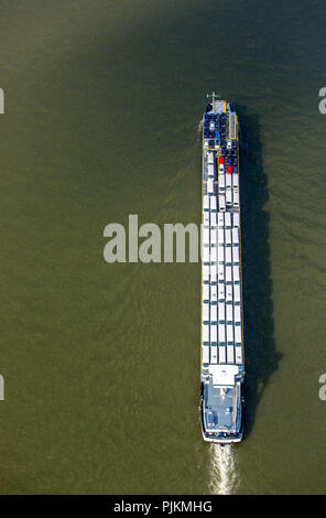 FORENSO nave cargo, auto vettore con furgoni, auto vettore sul Reno vicino a Rheinberg, navigazione interna, Rheinberg, la zona della Ruhr, Nord Reno-Westfalia, Germania Foto Stock