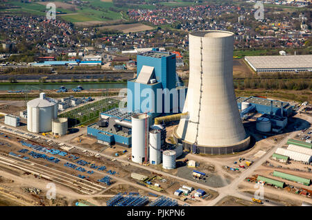 EON, E.ON 4 Datteln, impianto alimentato a carbone, energia fossile, congelare la costruzione della torre di raffreddamento, Datteln, la zona della Ruhr, Nord Reno-Westfalia, Germania Foto Stock