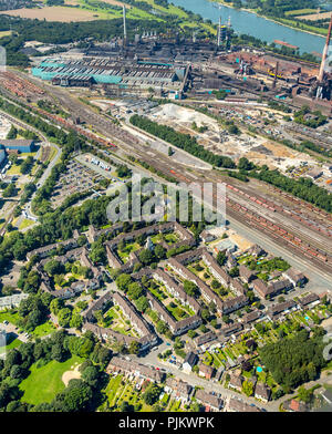 Insediamento Duisburg-Hüttenheim Hüttenheim, storico Miner's insediamento, ex fabbrica Hüttenheim insediamento, Duisburg, la zona della Ruhr, Nord Reno-Westfalia, Germania Foto Stock