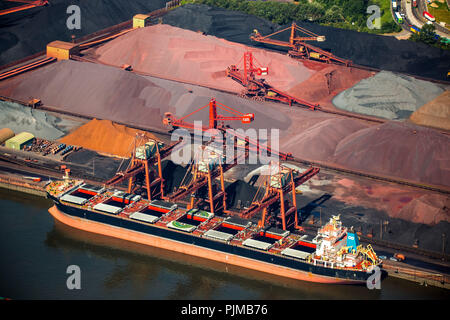 Sandau Harbour, Hansaport, carichi alla rinfusa, porto di Amburgo, Elba, Amburgo, Città Libera e Anseatica di Amburgo, Amburgo, Germania Foto Stock