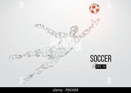 Silhouette di un giocatore di calcio. Punti, linee, triangoli, testo, il colore e gli effetti di sfondo su un strati separati, il colore può essere cambiato in un solo clic. V Illustrazione Vettoriale