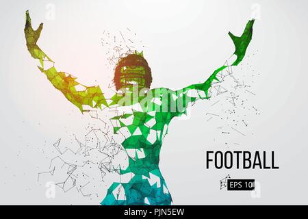 Silhouette di un giocatore di calcio. Punti, linee, triangoli, testo, il colore e gli effetti di sfondo su un strati separati, il colore può essere cambiato in un solo clic. V Illustrazione Vettoriale