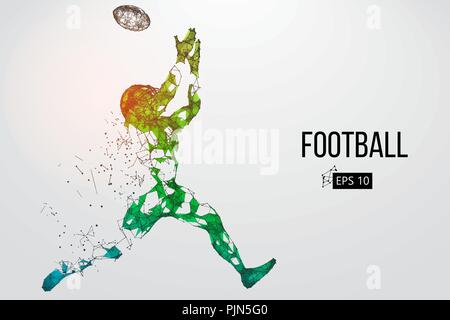 Silhouette di un giocatore di calcio. Punti, linee, triangoli, testo, il colore e gli effetti di sfondo su un strati separati, il colore può essere cambiato in un solo clic. V Illustrazione Vettoriale