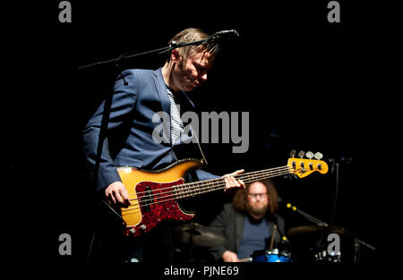 Concerto del belga trip hop band Hooverphonic presso il festival Crammerock, in Stekene (Belgio, 06/09/2014) Foto Stock