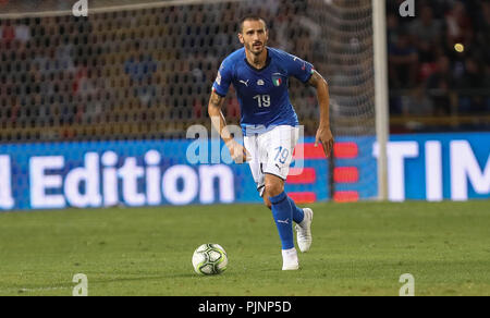 Bologna, Italia. Il 7 settembre 2018. Bologna, Italia. Il 7 settembre 2018. Bologna, Italia. Il 7 settembre 2018. Leonardo Bonucci (Italia) durante la UEFA Nazioni League, campionato A, Gruppo 3, la partita di calcio tra Italia e Polonia il 7 settembre 2018 a Renato Dall'Ara stadium di Bologna, Italia - Photo Laurent Lairys / DPPI Credito: Laurent Lairys/Agence Locevaphotos/Alamy Live News Credito: Laurent Lairys/Agence Locevaphotos/Alamy Live News Credito: Laurent Lairys/Agence Locevaphotos/Alamy Live News Foto Stock