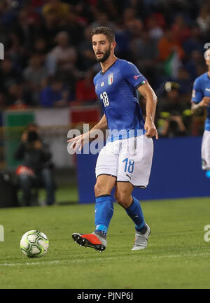 Bologna, Italia. Il 7 settembre 2018. Bologna, Italia. Il 7 settembre 2018. Bologna, Italia. Il 7 settembre 2018. Roberto Gagliardini (Italia) durante la UEFA Nazioni League, campionato A, Gruppo 3, la partita di calcio tra Italia e Polonia il 7 settembre 2018 a Renato Dall'Ara stadium di Bologna, Italia - Photo Laurent Lairys / DPPI Credito: Laurent Lairys/Agence Locevaphotos/Alamy Live News Credito: Laurent Lairys/Agence Locevaphotos/Alamy Live News Credito: Laurent Lairys/Agence Locevaphotos/Alamy Live News Foto Stock