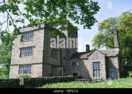 Vista del Nord di fecce Hall, il famoso principale ispirazione per Bronte immaginario di Thornfield Hall di Jane Eyre. Foto Stock