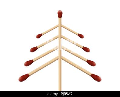 Set di partite non utilizzati in ordine decrescente di altezza. Albero di natale, albero, pelliccia-tree Illustrazione Vettoriale