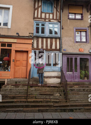 Piccola casa, 10 street di Penhoet, Rennes, Francia. Foto Stock