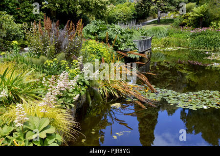 Giardino a piedi attorno a modo stagno Foto Stock