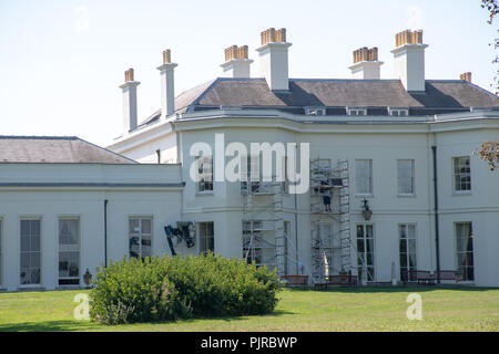 Hylands Park a Chelmsford Essex REGNO UNITO -2 settembre 2018: casa storica in fase di ripristino Foto Stock