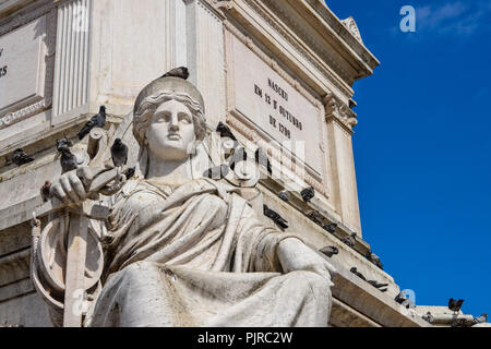 Colonna, posizionare il Rossio, Città Vecchia, Lisbona, Portogallo, Saeule, Rossio-Platz, Altstadt, Lisbona Foto Stock