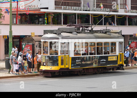 Tram, Martim Moniz, Lisbona, Portogallo, Strassenbahn, Lisbona Foto Stock