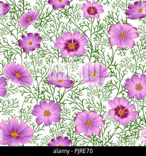 Seamless sfondo floreale con bella rosa fiori selvatici Illustrazione Vettoriale