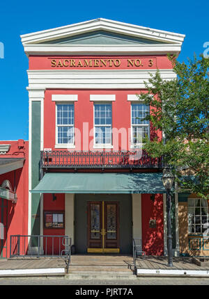 California, Old Sacramento, Firehouse Ristorante, edificio circa metà ottocento, un ristorante dal 1960 Foto Stock