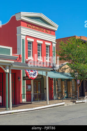 California, Old Sacramento, Firehouse Ristorante, edificio circa metà ottocento, un ristorante dal 1960 Foto Stock