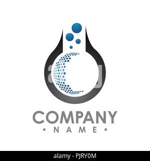 Logo e business card modello per creative studio, medico, chimico, Scienza, Laboratorio, apparecchiature da laboratorio logo vettoriale. Illustrazione Vettoriale